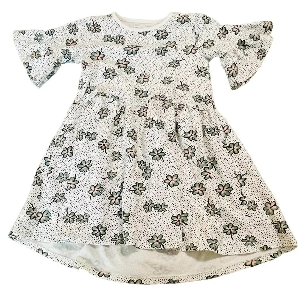 NWOT Tucker + Tate Floral Flutter Sleeve Dress in Ivory Egret Dot Floral‎ SZ 5